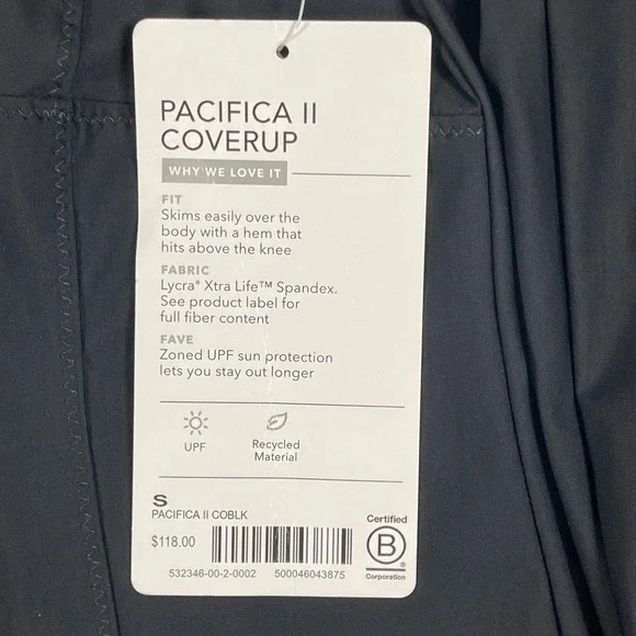 New Athleta Pacifica II Coverup Hooded Long Sleeve Black Sun Protection Size S - Picture 5 of 11